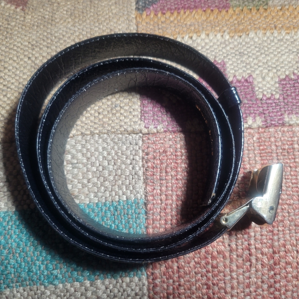 Diamond Leather Black Gold Belt Vintage